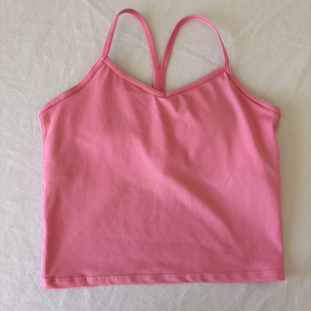 Athleta Girl Pink Activewear Camisole Tank Top Built-in Shelf Bra Size‎ L 12